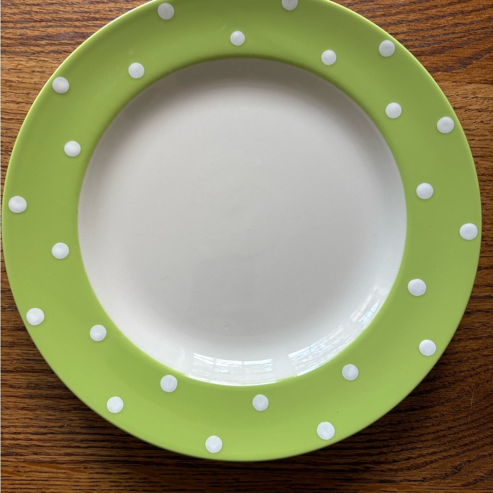 SPODE Baking Days Polka Dot Dinner Plates in Lime Green - Picture 3 of 10